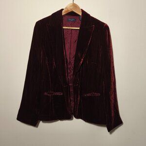 Context Silk Velvet Blazer Open Style sz 14W Maroon Whimsygoth Academia Goth